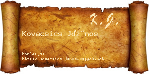 Kovacsics János névjegykártya