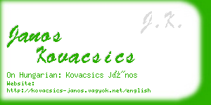 janos kovacsics business card